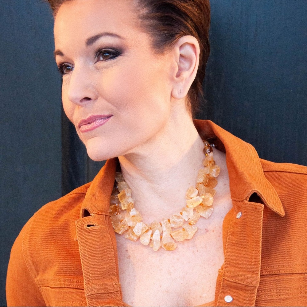 1DAY SALE New Nastava Statement Large Citrine Rocks Swarovski crystals Necklace